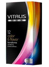Цветные ароматизированные презервативы VITALIS PREMIUM color   flavor - 12 шт. - Vitalis - купить с доставкой в Новокузнецке