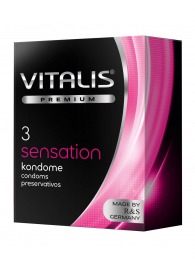 Презервативы с пупырышками и кольцами VITALIS PREMIUM sensation - 3 шт. - Vitalis - купить с доставкой в Новокузнецке