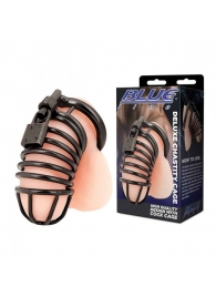 Черная металлическая клетка с замком Deluxe Chastity Cage - BlueLine - купить с доставкой в Новокузнецке