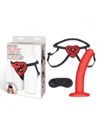 Красный поясной фаллоимитатор Red Heart Strap on Harness   5in Dildo Set - 12,25 см. - Lux Fetish - купить с доставкой в Новокузнецке