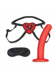 Красный поясной фаллоимитатор Red Heart Strap on Harness   5in Dildo Set - 12,25 см. - Lux Fetish - купить с доставкой в Новокузнецке