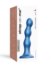 Голубая насадка Strap-On-Me Dildo Plug Balls size L - Strap-on-me - купить с доставкой в Новокузнецке