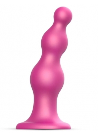 Розовая насадка Strap-On-Me Dildo Plug Beads size L - Strap-on-me - купить с доставкой в Новокузнецке