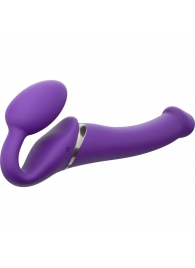 Фиолетовый безремневой вибрострапон Vibrating Bendable Strap-On - size L - Strap-on-me - купить с доставкой в Новокузнецке