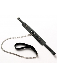 Черный ошейник с шипами и поводком - Crazy Handmade - купить с доставкой в Новокузнецке