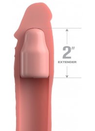 Телесная насадка-удлинитель 2 Inch Silicone X-tension with Strap - 20,3 см. - Pipedream - в Новокузнецке купить с доставкой