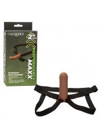 Коричневый фаллопротез из силикона Extension with Harness - 15,75 см. - California Exotic Novelties - купить с доставкой в Новокузнецке