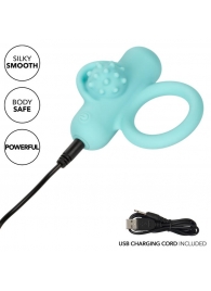 Аквамариновое эрекционное виброкольцо Silicone Rechargeable Nubby Lover’s Delight - California Exotic Novelties - в Новокузнецке купить с доставкой