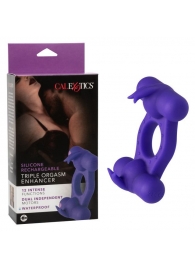 Фиолетовое эрекционное виброкольцо с двумя моторами Silicone Rechargeable Triple Orgasm Enhancer - California Exotic Novelties - в Новокузнецке купить с доставкой