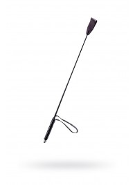 Чёрный стек с кожаной ручкой - 58 см. - Sitabella - купить с доставкой в Новокузнецке