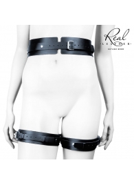 Черный кожаный пояс с гартерами - S-M - Notabu - купить с доставкой в Новокузнецке Черный кожаный пояс с гартерами - S-M - Notabu - купить с доставкой в Новокузнецке