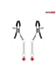 Серебристые зажимы на соски с шариками на цепочках - Notabu - купить с доставкой в Новокузнецке