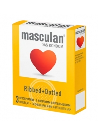 Презервативы с колечками и пупырышками Masculan Ribbed+Dotted - 3 шт. - Masculan - купить с доставкой в Новокузнецке