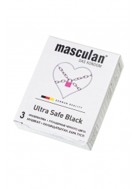 Ультрапрочные презервативы Masculan Ultra Safe Black - 3 шт. - Masculan - купить с доставкой в Новокузнецке