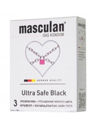 Ультрапрочные презервативы Masculan Ultra Safe Black - 3 шт. - Masculan - купить с доставкой в Новокузнецке