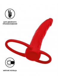 Красная насадка на пенис для двойного проникновения Black Red - 16,5 см. - ToyFa - купить с доставкой в Новокузнецке