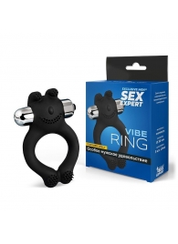 Черное силиконовое эрекционное виброкольцо Sex Expert - Sex Expert - в Новокузнецке купить с доставкой