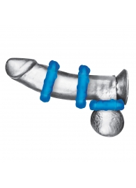 Комплект из трех голубых эрекционных колец 3-Pack Ribbed Rider Cock Ring Set - BlueLine - в Новокузнецке купить с доставкой