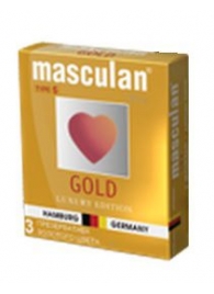 Презервативы Masculan Ultra Gold с золотым напылением и ароматом ванили - 3 шт. - Masculan - купить с доставкой в Новокузнецке