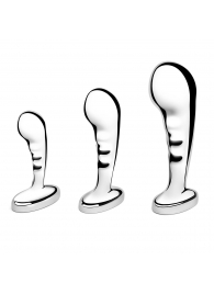 Набор из 3 стальных стимуляторов простаты Stainless Steel P-spot Training Set - b-Vibe - в Новокузнецке купить с доставкой