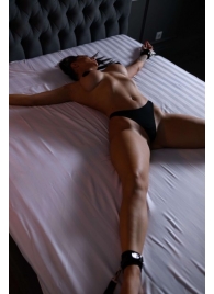 Черный кожаный набор фиксации на кровати Sex Game - БДСМ Арсенал - купить с доставкой в Новокузнецке