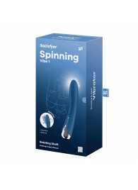Синий вибратор-ротатор Spinning Vibe 1 - 18 см. - Satisfyer купить в Новокузнецке с доставкой в Orgasmix.ru Синий вибратор-ротатор Spinning Vibe 1 - 18 см. - Satisfyer