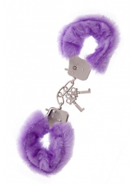 Фиолетовые меховые наручники METAL HANDCUFF WITH PLUSH LAVENDER - Dream Toys - купить с доставкой в Новокузнецке