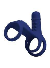 Синяя вибронасадка на пенис Vibrating Penis Sling - Baile - в Новокузнецке купить с доставкой