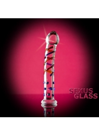 Стеклянный фаллос с различным рельефом - 19,5 см. - Sexus купить с доставкой в интернет-магазине Orgasmix в Новокузнецке Стеклянный фаллос с различным рельефом - 19,5 см. - Sexus