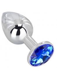 Анальное украшение BUTT PLUG  Small с синим кристаллом - 7 см. - Anal Jewelry Plug - купить с доставкой в Новокузнецке