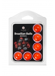 Набор из 6 шариков с массажным маслом Brazilian Balls с ароматом ягод - Secret Play - купить с доставкой в Новокузнецке