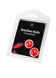 Набор из 2 шариков с массажным маслом Brazilian Balls с ароматом клубники - Secret Play - купить с доставкой в Новокузнецке