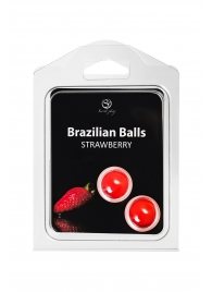 Набор из 2 шариков с массажным маслом Brazilian Balls с ароматом клубники - Secret Play - купить с доставкой в Новокузнецке