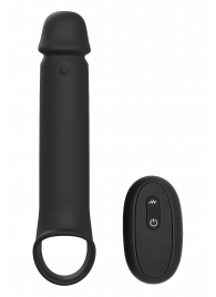 Черная насадка-удлинитель с вибрацией Vibrating Extender With Remote - Dream Toys - в Новокузнецке купить с доставкой