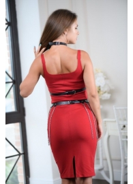 Черно-серебристая портупея-юбка plus size с цепочками - БДСМ Арсенал - купить с доставкой в Новокузнецке