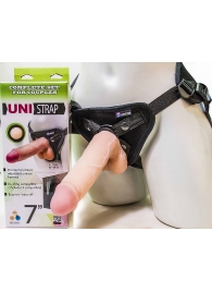 Страпон-унисекс с двумя насадками UNI strap 7  Harness - 19 и 16 см. - LOVETOY (А-Полимер) - купить с доставкой в Новокузнецке