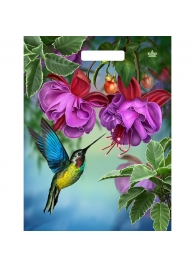 Пакет с принтом в виде колибри в цветах с вырубной ручкой (31х40 см) - Сима-Ленд - купить с доставкой в Новокузнецке