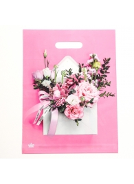 Розовый пакет с цветочным принтом и вырубной ручкой (40х31 см) - Сима-Ленд - купить с доставкой в Новокузнецке