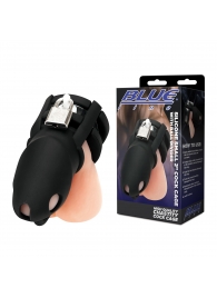 Черная клетка для пениса Silicone Small 2 in Cock Cage With Ball Divider - BlueLine - купить с доставкой в Новокузнецке