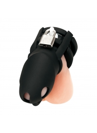 Черная клетка для пениса Silicone Small 2 in Cock Cage With Ball Divider - BlueLine - купить с доставкой в Новокузнецке