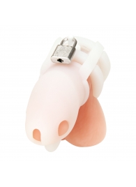 Белая клетка для пениса Silicone Small 2 in Cock Cage With Ball Divider - BlueLine - купить с доставкой в Новокузнецке