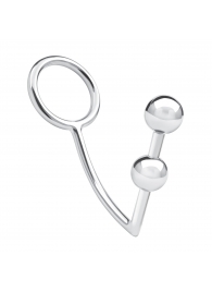Кольцо на пенис с анальным стимулятором Two Bead Stainless Steel Anal Hook   Cock Ring - BlueLine - в Новокузнецке купить с доставкой