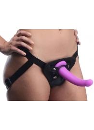 Лиловый поясной страпон Navigator Silicone G-Spot Dildo with Harness - 17,8 см. - XR Brands - купить с доставкой в Новокузнецке