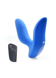 Синий вибромассажер простаты 3,5’’ Remote Control Curve P-spot Massager - 12 см. - Erokay - в Новокузнецке купить с доставкой