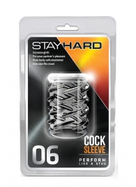 Прозрачная насадка с объёмными чёрточками STAY HARD COCK SLEEVE 06 CLEAR - Blush Novelties - в Новокузнецке купить с доставкой