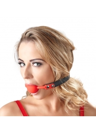 Силиконовый кляп-шар на чёрных ремешках Red Gag silicone - Orion - купить с доставкой в Новокузнецке