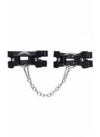 Черные кожаные оковы из двух ремешков - Pecado - купить с доставкой в Новокузнецке Черные кожаные оковы из двух ремешков - Pecado - купить с доставкой в Новокузнецке