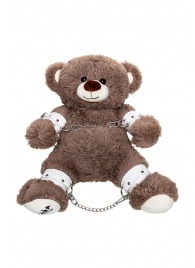 Бондажный набор: бурый мишка с белыми оковами и наручниками - Pecado - купить с доставкой в Новокузнецке