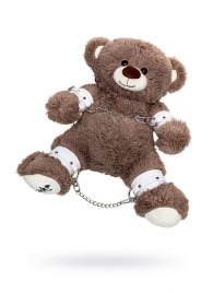 Бондажный набор: бурый мишка с белыми оковами и наручниками - Pecado - купить с доставкой в Новокузнецке