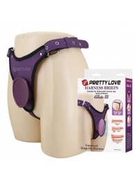 Фиолетовые трусики харнесс с платформой Caludio III - Baile - купить с доставкой в Новокузнецке